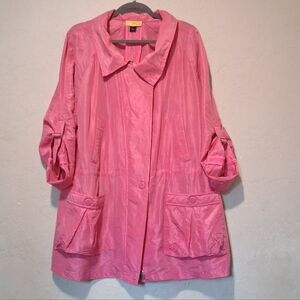 So Ca ST JOHN Women Silk Light Jacket Pink SzXL Raincoat Sport Transition